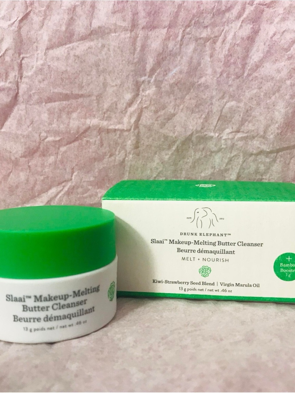 Drunk Elephant Slaai Makeup-Melting Butter Cleanser — Green and White